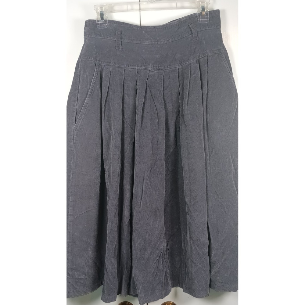 vintage womens corduroy skirt gray pleated midi western 80s cowgirl rodeo
